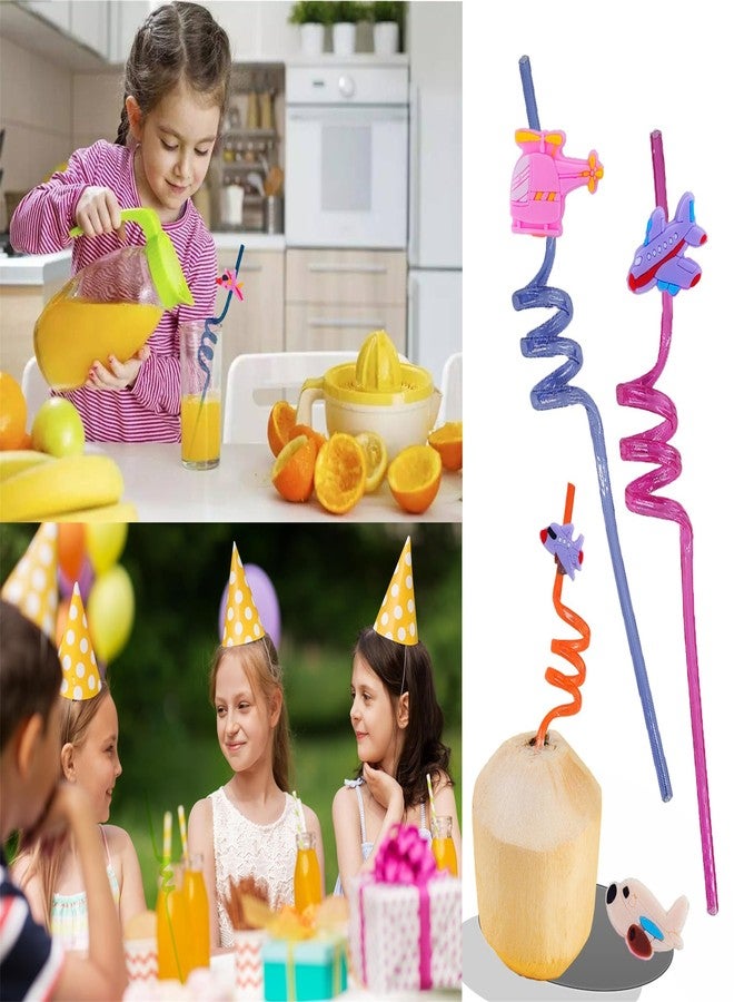 PSDFH 24 Pcs Bulk Drinking Straws Birthday Party Favors, Summer Beach Pool Beach Classroom Goodie Bag Filler Stuffers Party Supplies (Airplane) - Image 5